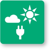 ilustração de uma nuvem, um sol e um plugue sobre um fundo verde