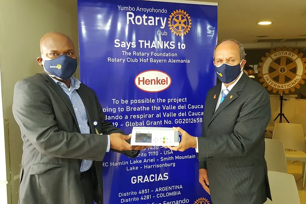 Graças à aliança entre a Henkel Colombiana, o Rotary Club e a Fundação Rotary Internacional, 32 bombas de infusão ​​foram entregues às Unidades de Terapia Intensiva do Hospital Universitário Evaristo García Valley, no sudoeste do país.