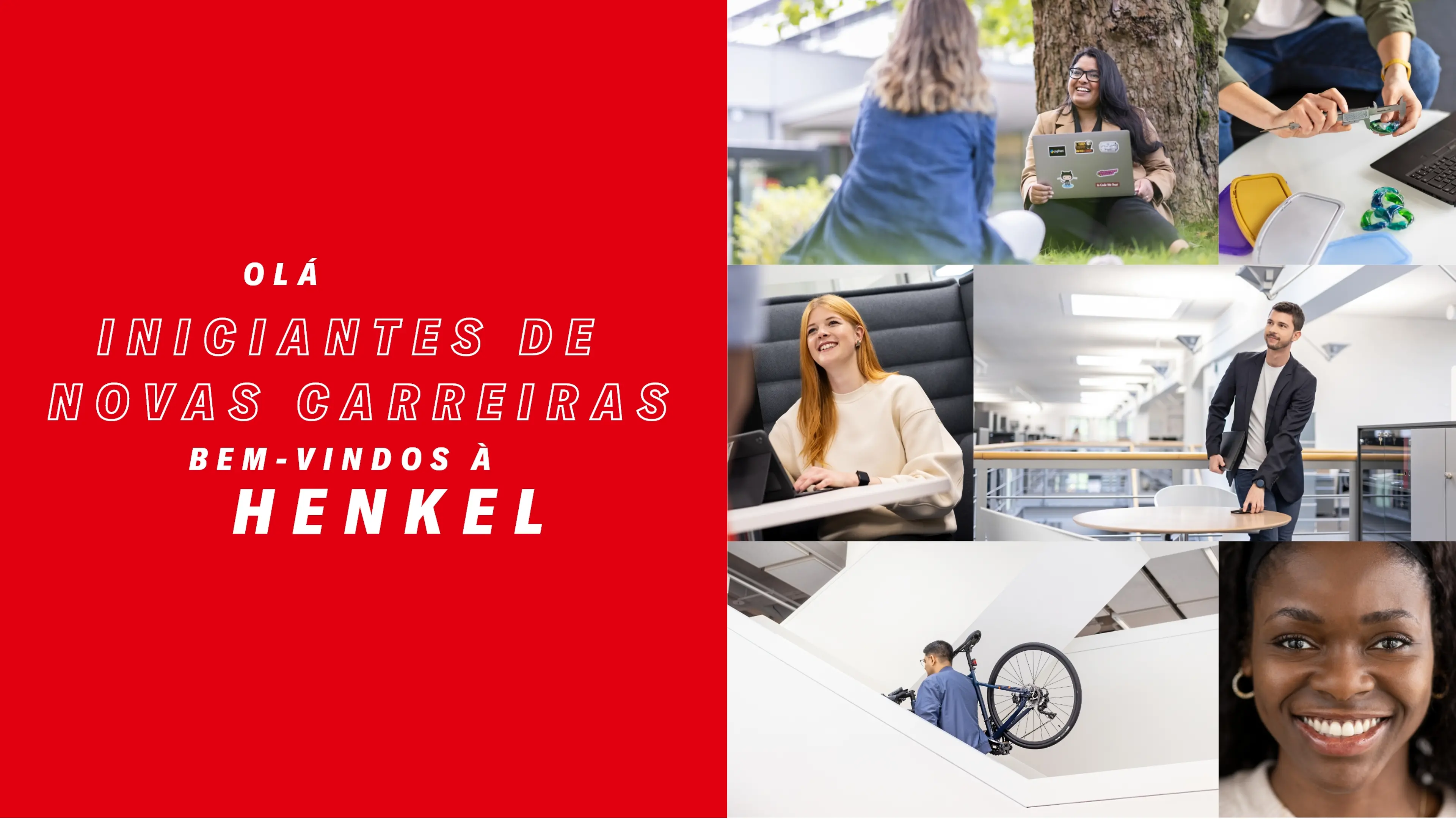 Various Henkel employees portrayed in action and in different working environments.