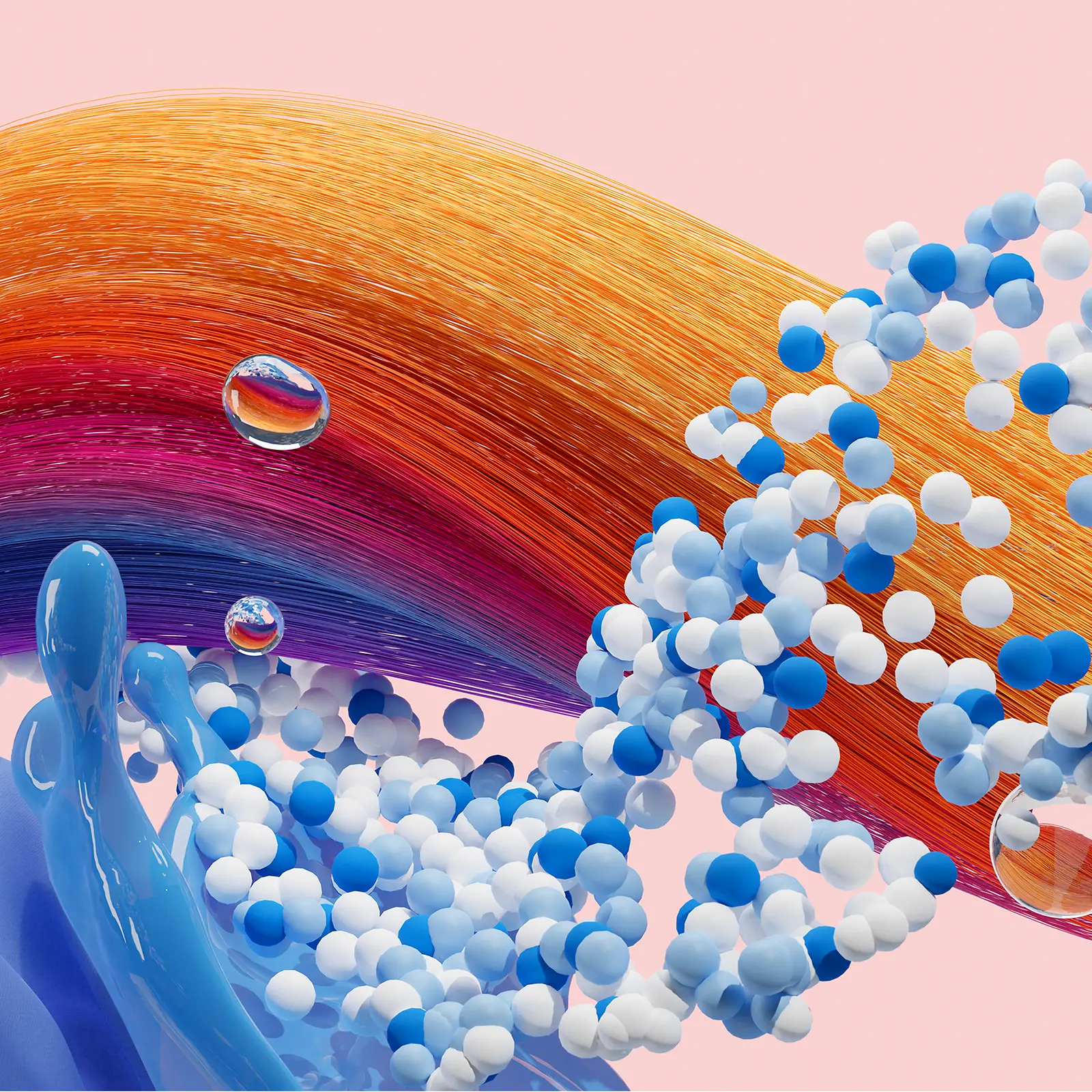 Imagem abstrata representando a marca de Consumer Brands da Henkel, que engloba Hair and Laundry & Home Care. 