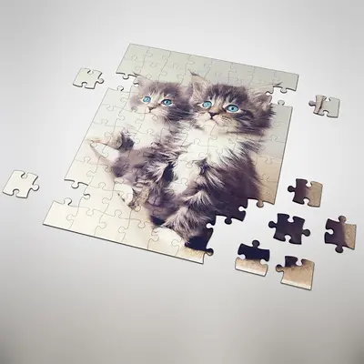 Imagem de quebra-cabeça incompleto de dois gatinhos