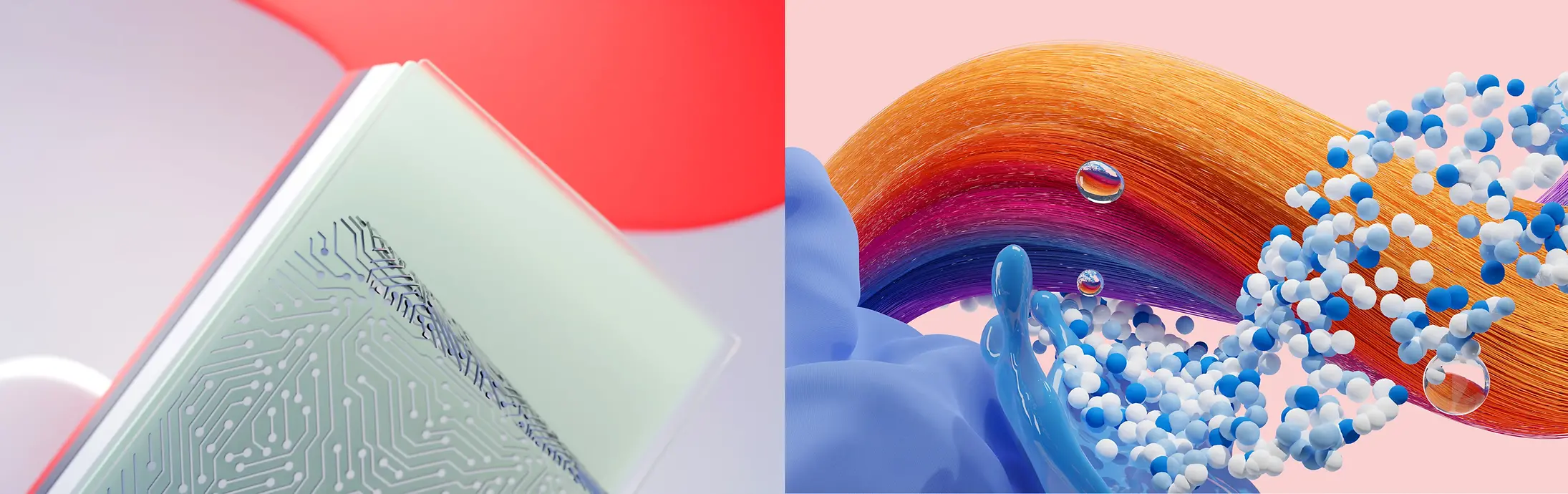 Imagem abstrata representando os negócios da Henkel Adhesive Technologies, Hair e Laundry & Home Care.