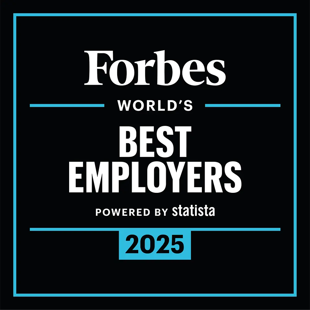 Logotipo do prêmio Forbes World’s Best Employers.