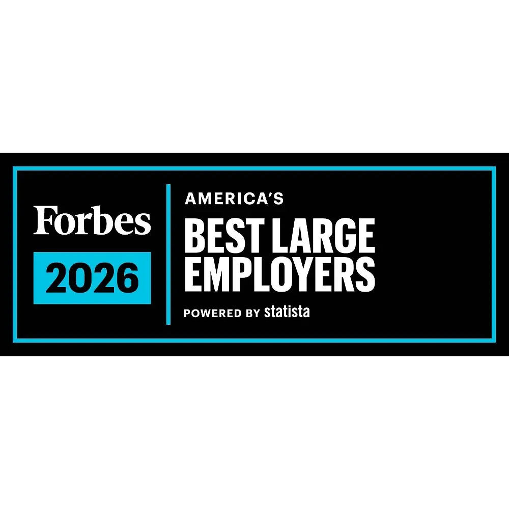 Logotipo do prêmio Forbes America’s Best Large Employers.