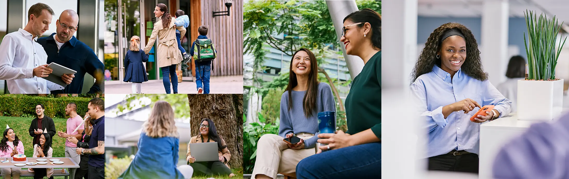 Colagem do ambiente de trabalho da Henkel, refletindo que, na Henkel, você pode construir sua carreira.